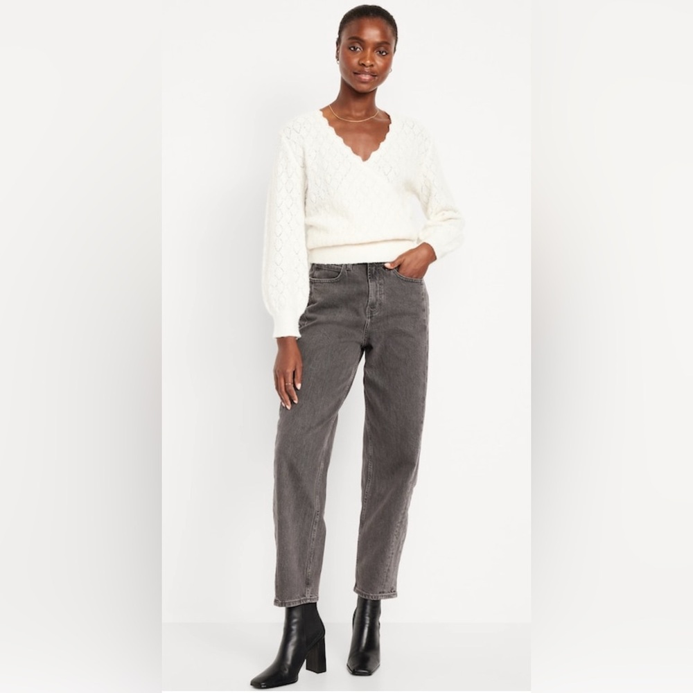 Old Navy Women's Charcoal Barrel Leg Jeans